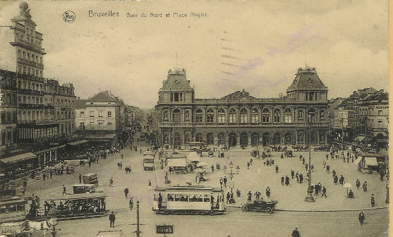 BRUXELLES : Gare Du Nord Et Place Rogier (Très Belle Carte Animée) - Transport (rail) - Stations