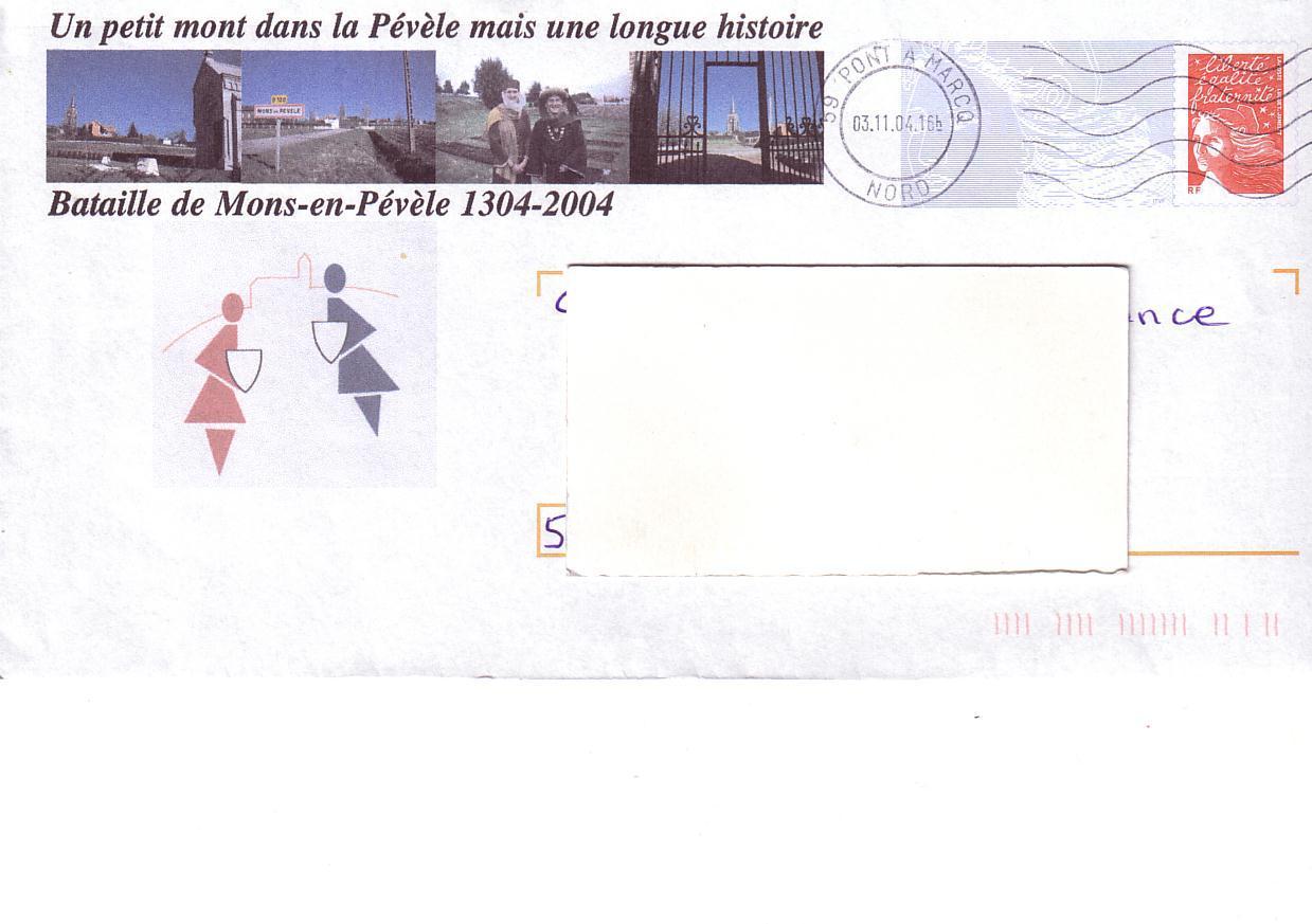 PAP MONS EN PEVELE (NORD) : BATAILLE DE MONS EN PEVELE 1304-2004 - Prêts-à-poster:Overprinting/Luquet