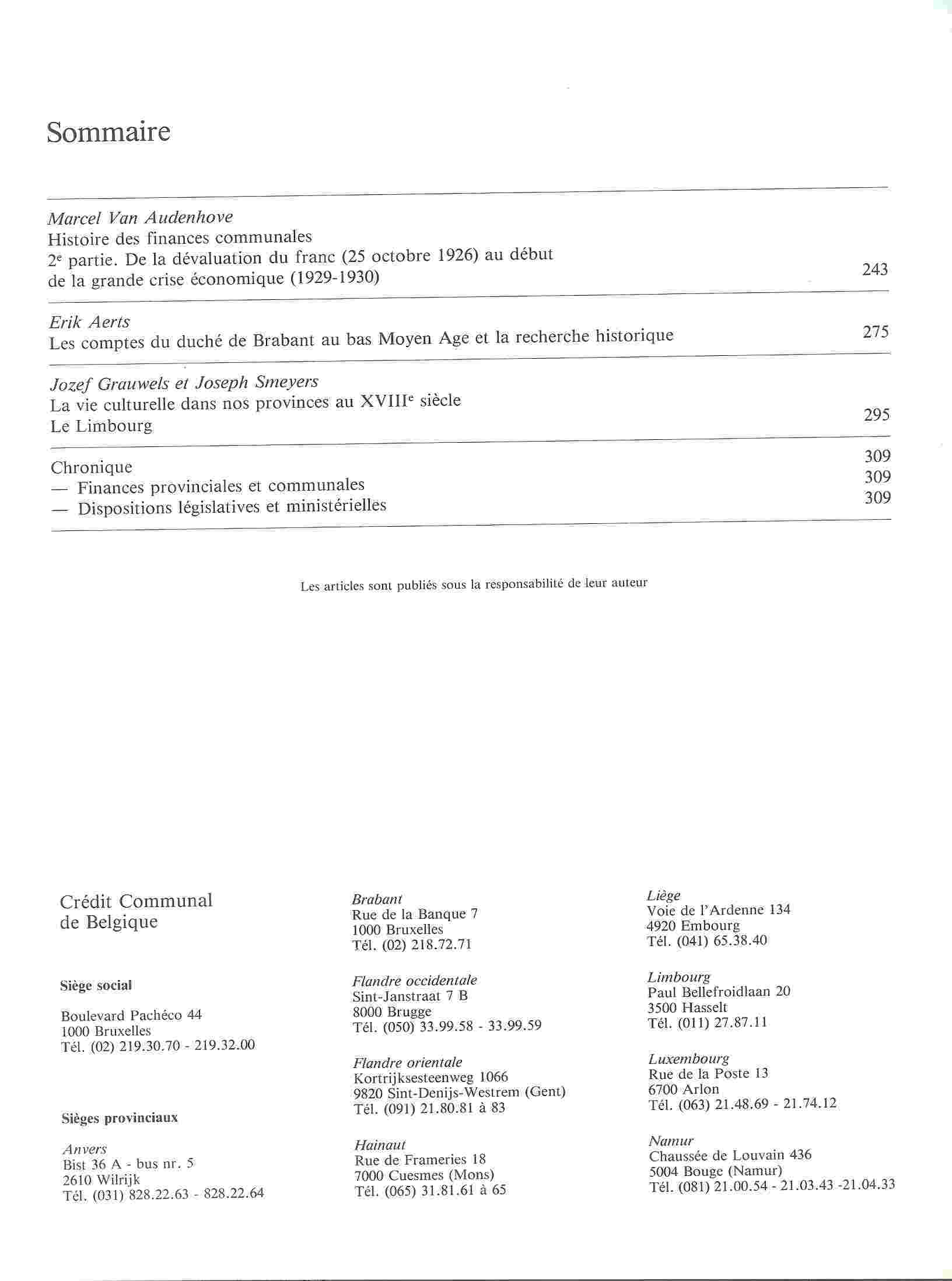 Bulletin Du Crédit Communal De Belgique - N° 142 - 10/1982 (e.a. Province Du Limbourg...) - Histoire