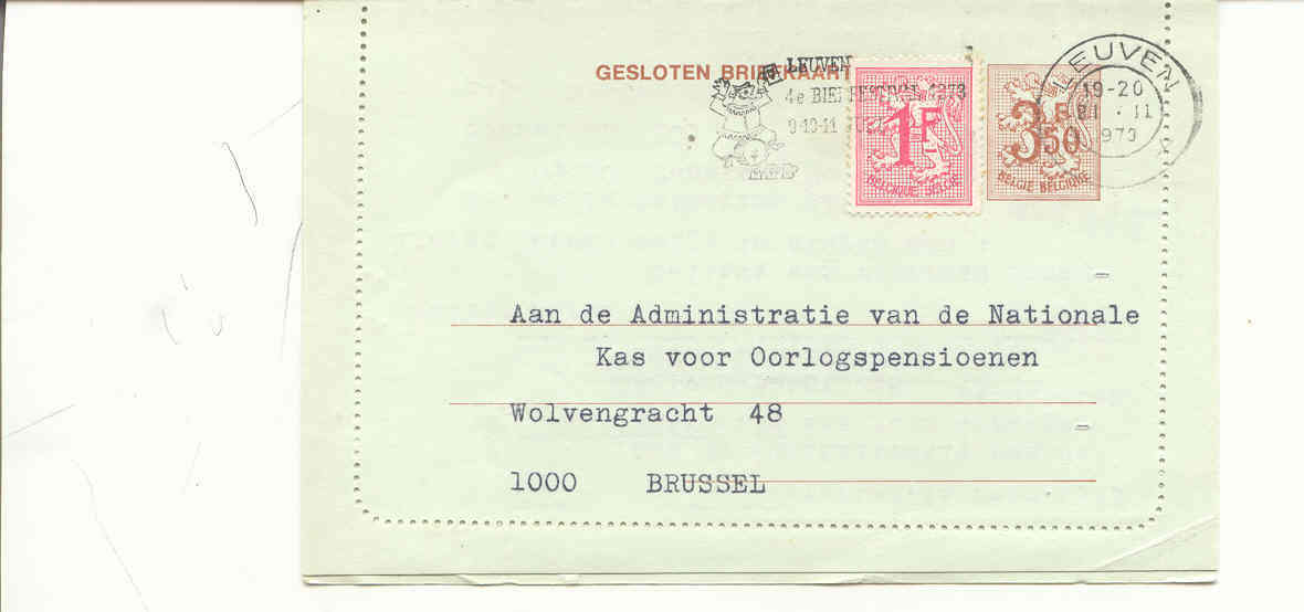 3.5 F Met Bijfrankering - Cartes-lettres