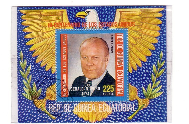 SUPERBE BLOC DE GUINEE SUR LE THEME DU BICENTENAIRE DE LA REVOLUTION AMERICAINE COW BOYS  "GERALD FORD   " LOT 5 /1974 - Indiani D'America