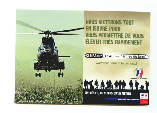 Cpm Pub Armee De Terre Avec Un Helicoptere ( Helicopter ) - Helicopters