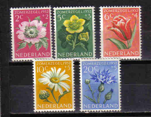 Pays-Bas Netherlands 1952 Flowers Fleurs Serie Complete M * - Ongebruikt