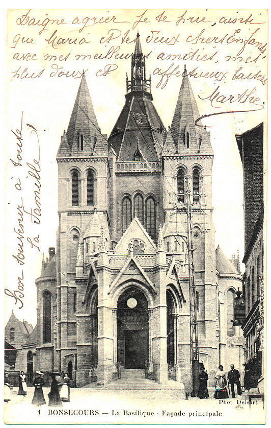 Belgique - Bonsecours - La Basilique - Façade Principale - CPA 1913 - Animée - Ed Delsart N° 1 - Peruwelz