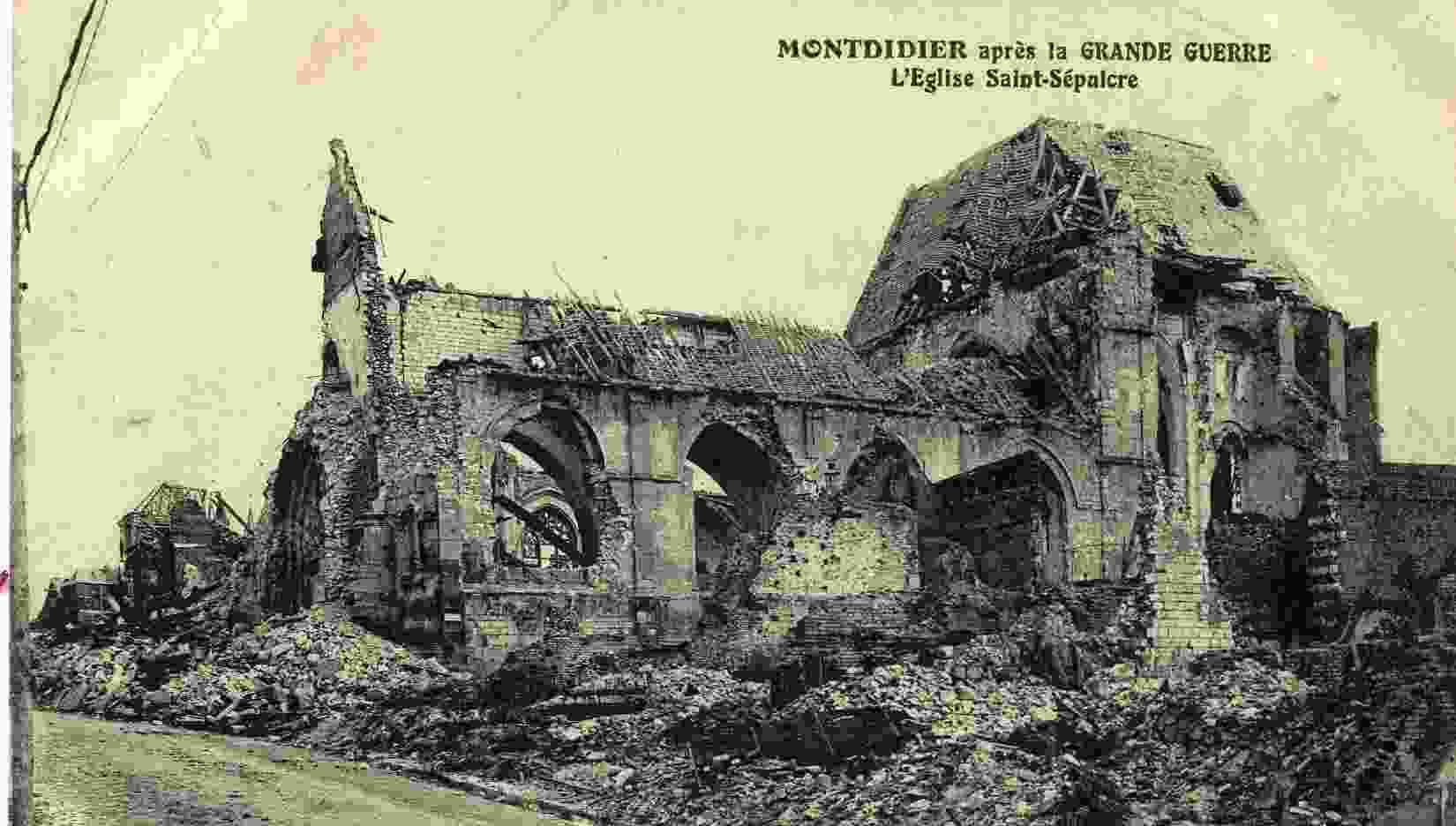 80 - MONTDIDIER - BEL Exemple De DESTRUCTION DE GUERRE -l´EGLISE St SEPULCRE - Montdidier