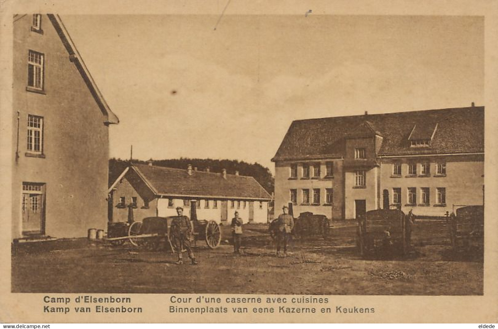 Guerre 14/18 Camp D'Elsenborn Cour D Une Caserne Timbrée Elsenborn - Elsenborn (camp)