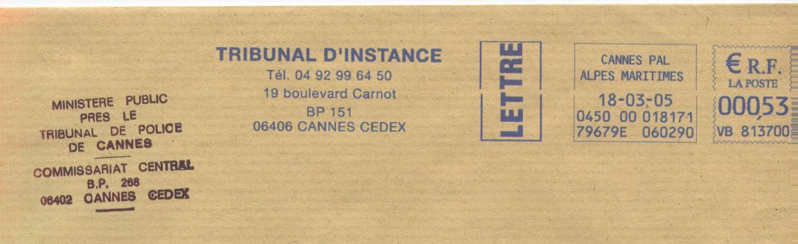 France, EMA Tribunal D'Instance De CANNES (06), 2005 - Police - Gendarmerie