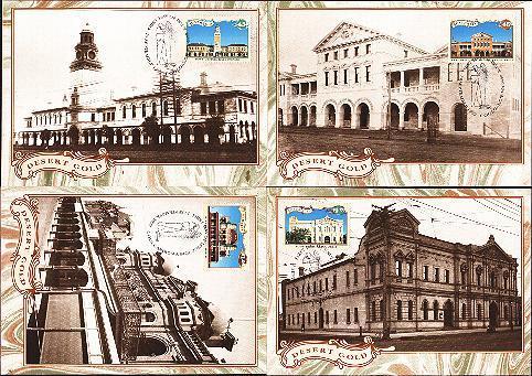 (4) Australia Maxi Cards - Desert Gold - Old Buildings - Maximumkarten (MC)