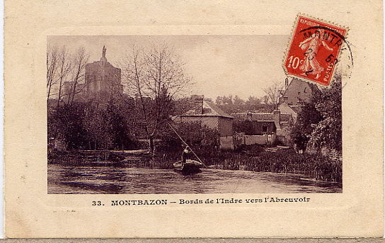 MONTBAZON  BORDS DE L INDRE VERS L ABREVOIR 1912 - Montbazon