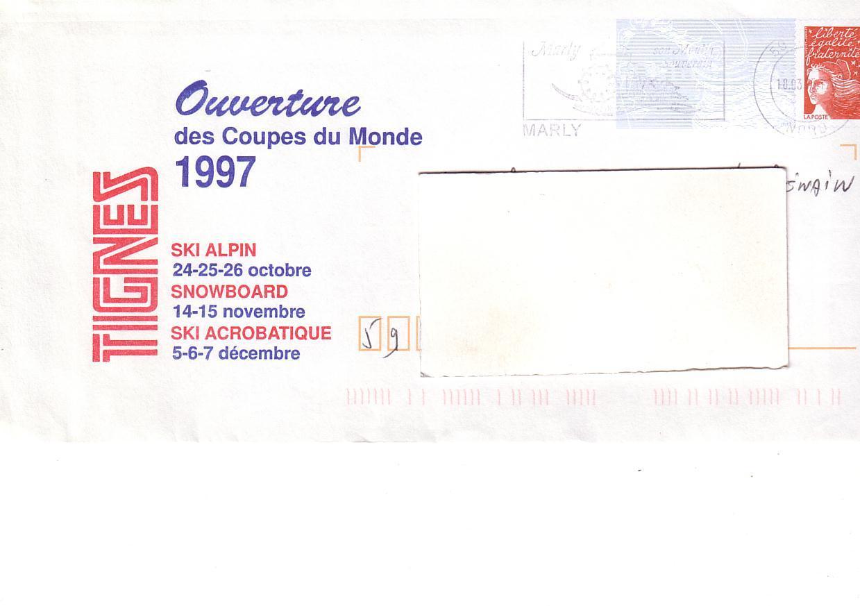 PAP TIGNES (SAVOIE) : 1997 Coupe Du Monde SKI ALPIN, SNOWBOARD Et SKI ACROBATIQUE Vignette "LUQUET LA POSTE" - Prêts-à-poster:Overprinting/Luquet