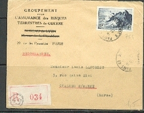 POINTE DU RAZ SEUL SUR LETTRE REC. PARIS 23/12/1947 - Covers & Documents