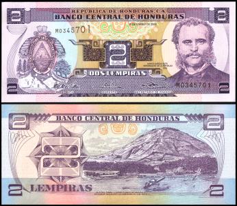 Honduras #80A, 2 Lempiras, 2003, UNC / NEUF - Honduras