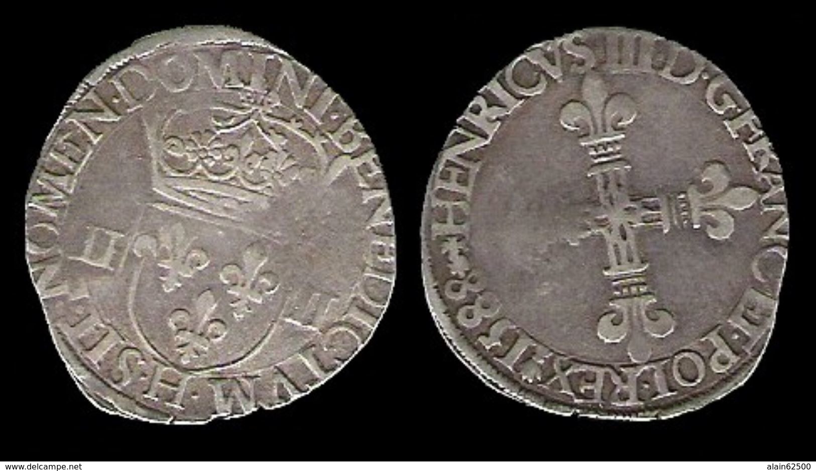 HENRI III . 1/4 D´ECU . 1588 H . - 1574-1589 Enrique III