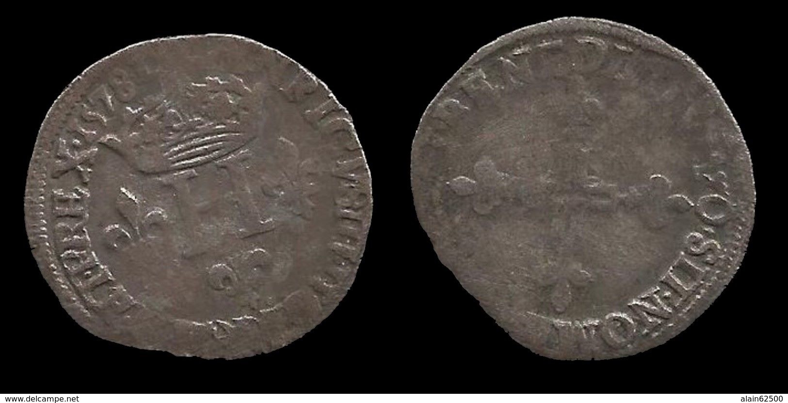 HENRI III . DOUBLE SOL PARISIS . 1578 . - 1574-1589 Hendrik III