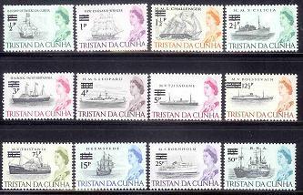 TRISTAN DA CUNHA 1971 MNH Ships Overprint 141-152 #4093 - Ships