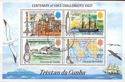 TRISTAN DA CUNHA 1973 Used Block HMS Challenger #1261 - Boten