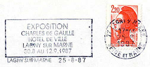 France : Secap Temporaire "Exposition Charles De Gaule..." Lagny/Marne 1987 Sur Lettre Entière. - De Gaulle (Général)