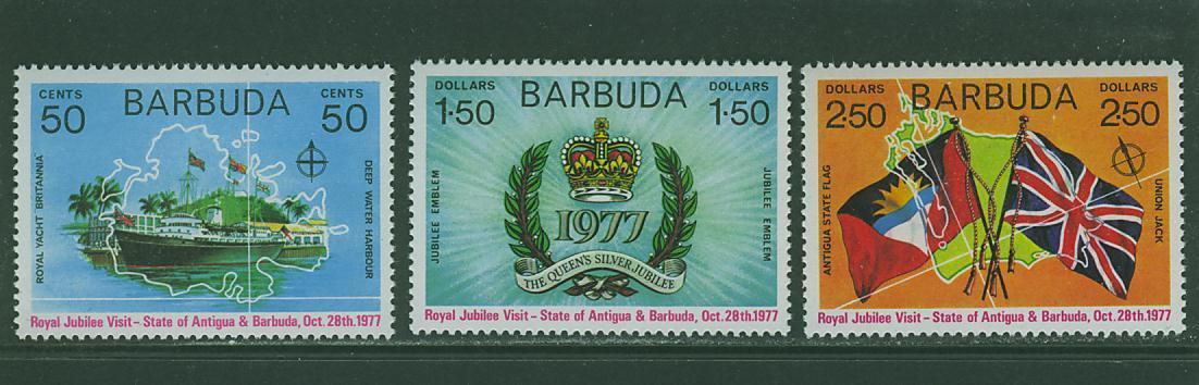 5S0004 Visite De Elisabeth II Drapeau Yatch 325 à 327 Barbuda 1977 Neuf ** - Stamps