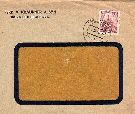 Carta TREBENICE 1940 Ocupacion BOHEMIA MORAVIA - Sonstige & Ohne Zuordnung