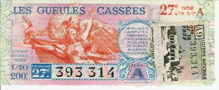 LOTERIE NATIONALE 1952: Gueules Cassées, Timbre El Oued, TR 27 Série A9 - Billets De Loterie
