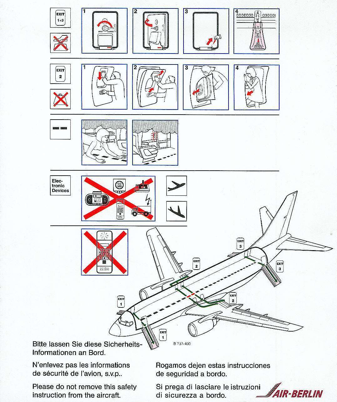 SAFTY CARD B 737-400 - AIR BERLIN - FOTO! - Autres & Non Classés