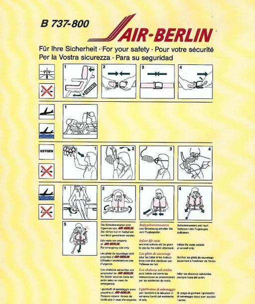 SAFTY CARD B 737-800 - AIR BERLIN - FOTO! - Altri & Non Classificati