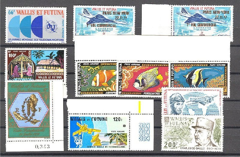 WALLIS & FUTUNA - NICE NEVER HINGED GROUP  ONLY AIRPOST STAMPS, 2x CONCORDE OVPT! - Unused Stamps