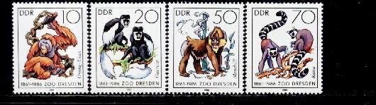 Allemagne Orientale 1986 - Yv.no.2641/4 Neufs** - Gorilas