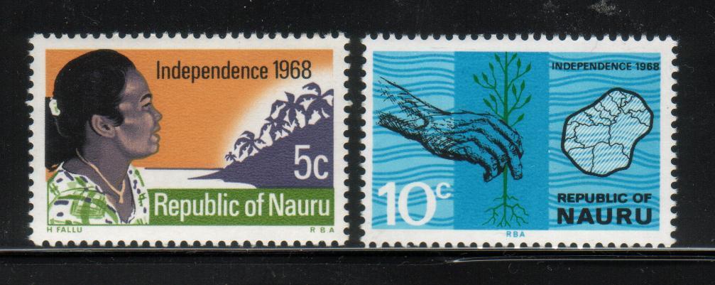 NAURU 1968 INDEPENDENCE SET OF 2 NHMNHM - Nauru