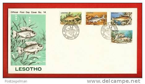 LESOTHO 1977 FDC Fishes 237-240 - Fishes