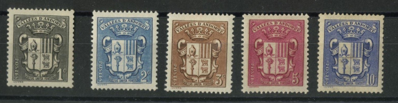 ANDORRE  N° YT 47*  48* 49* 50* 51*   Côte YT 0.90 Euro - Unused Stamps