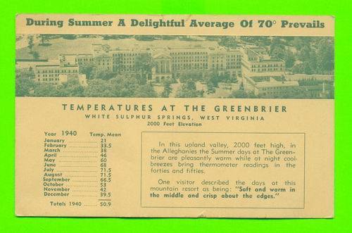 WHITE SULPHUR SPRINGS, WV - TEMPERATURES AT THE GREEBRIER IN 1940 - - Autres & Non Classés