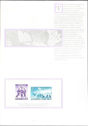 Australian Antarctic Territory: Stamp Replica Card: Unissued Stamps Of 1959 - Andere & Zonder Classificatie