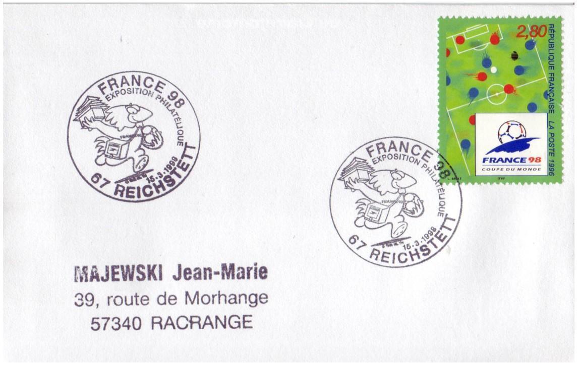 FRANCE Env.cachet De 67 Reichstett LE 15 - 3 - 1998 Expo Philatelique France 1998 - 1998 – France