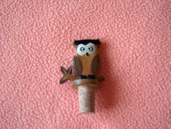 Bouchon En Bois Forme Hibou - Neuf - Travail Artisanal - Ref A580 - Andere & Zonder Classificatie