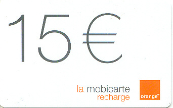 Recherge (mobicarte) 15 F - Cellphone Cards (refills)