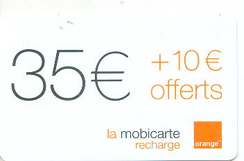 Recherge (mobicarte) 35 € - Per Cellulari (ricariche)