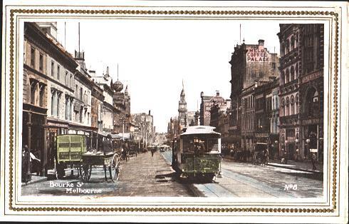 Animated Street Scene, Bourke Street, Melbourne, Australia - Tram - Embossed Real Photo - Other & Unclassified