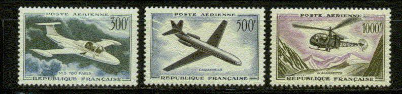 FRANCE POSTE AERIENNE Nº 35 A 37 ** - 1927-1959 Nuevos