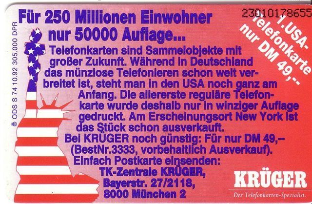 GERMANY - Statue Of Liberty (  Statue De La Liberte ) - Twins Towers - New York - USA - Old Issue From 1992. - Cultura