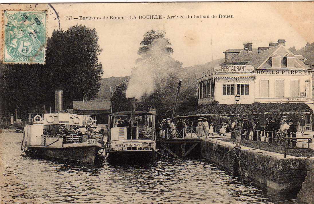 76 LA BOUILLE Arrivée Du Bateau De Rouen, Beau Plan, Ed CV 747, 1906 - La Bouille