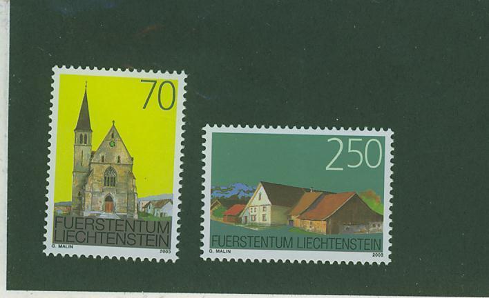 L0321 Eglise Et Maison 1255 à 1256 Liechtenstein 2003 Neuf ** - Unused Stamps