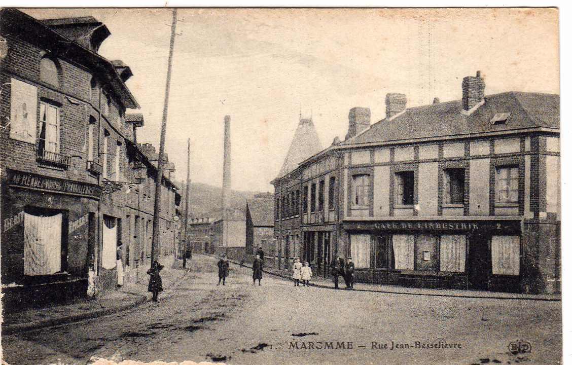 76 MAROMME Rue Jean Besselièvre, Animée, Commerces "Rendez Vous Des Travailleurs", "Café De L' Industrie", ELD 1, 191? - Maromme