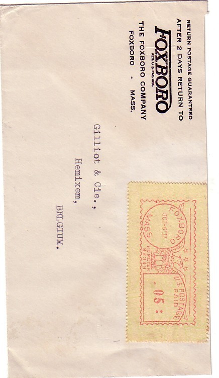 ETAT UNIS D'AMERIQUE / U S A / UNITED NATIONS OF AMERICA LETTRE ENTIERE  RETURN POSTAGE GARANTI DE 1937 FOXBOROW COMPAGN - Covers & Documents