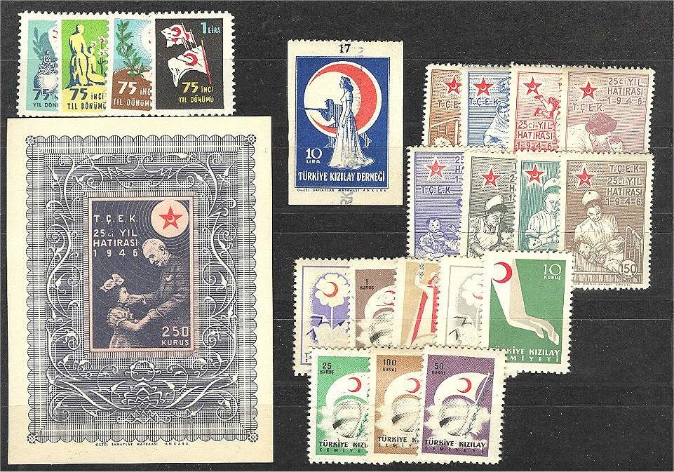 TURKEY - EXCELLENT GROUP POSTAL TAX STAMPS NEVER HINGED **! - Charity Stamps