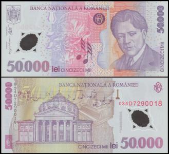 Romania #113a, 50.000 Lei, 2001, UNC / NEUF - Rumänien