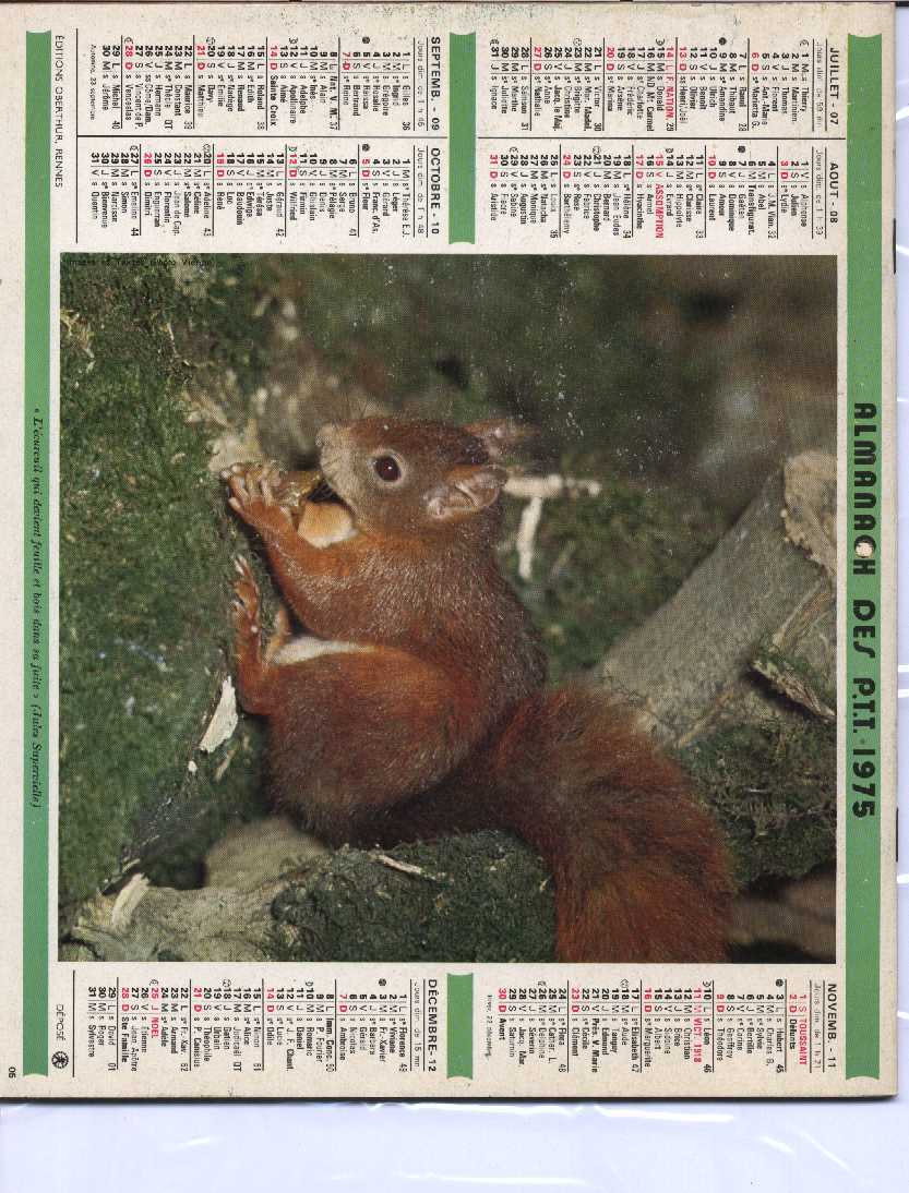 CALENDRIER PTT 1975  OBERTHUR - Big : 1971-80