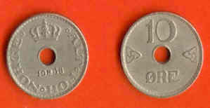 NORWAY 1924-51 10 Ore Copper-Nickel KM 383 C335 - Norway