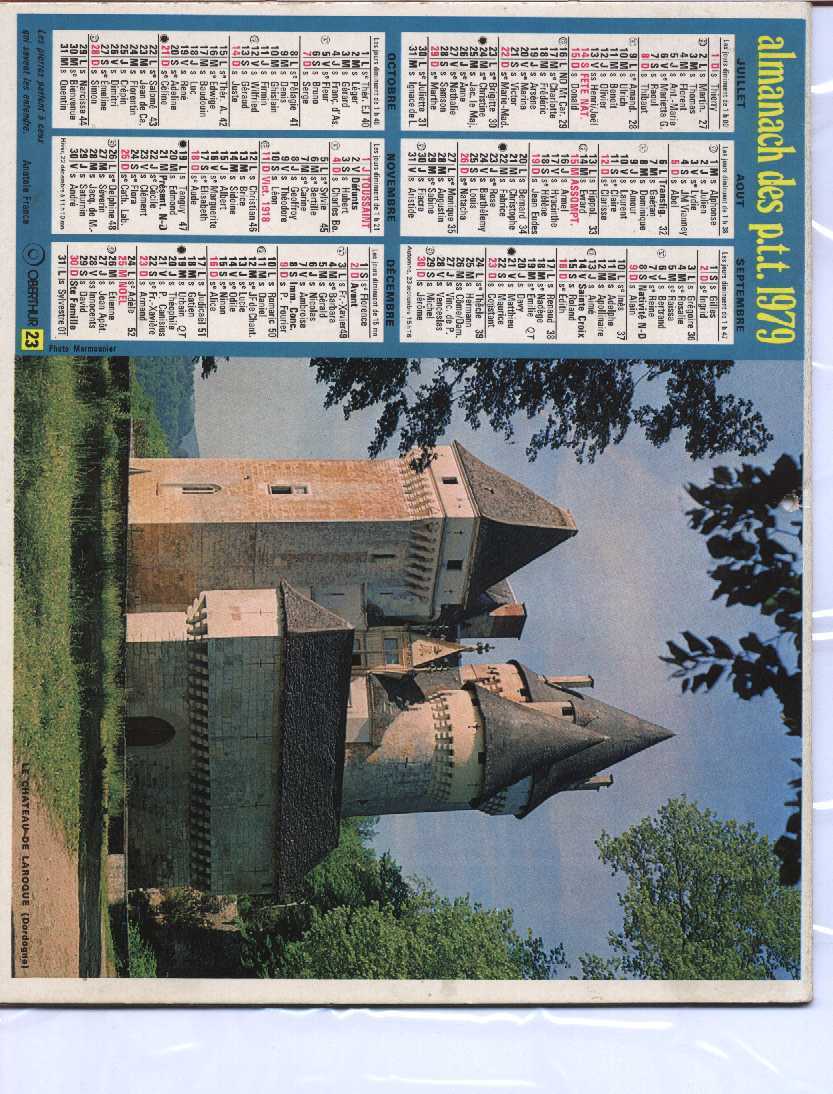 CALENDRIER PTT 1979 OBERTHUR - Big : 1971-80