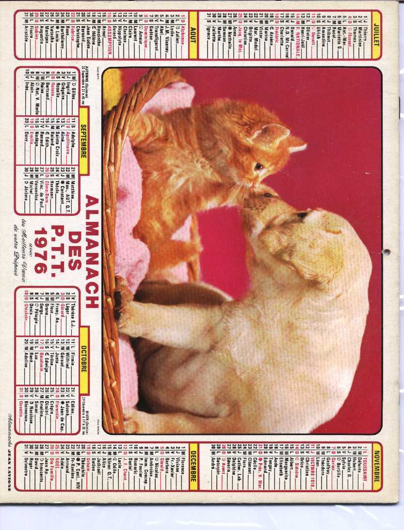 CALENDRIER PTT 1976 LAVIGNE - Big : 1981-90